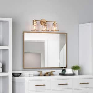 Connty 22 in. Modern 3-Light Gold Vanity Light Transitional Wall Sconce with Clear Glass Shades for Bathroom
