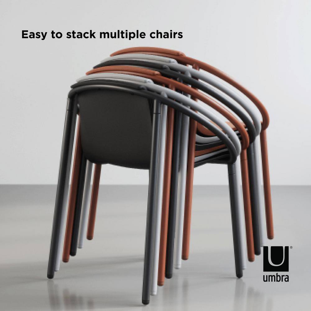 ErgoStack Black Metal and Wood Composite Outdoor Lounge Chair