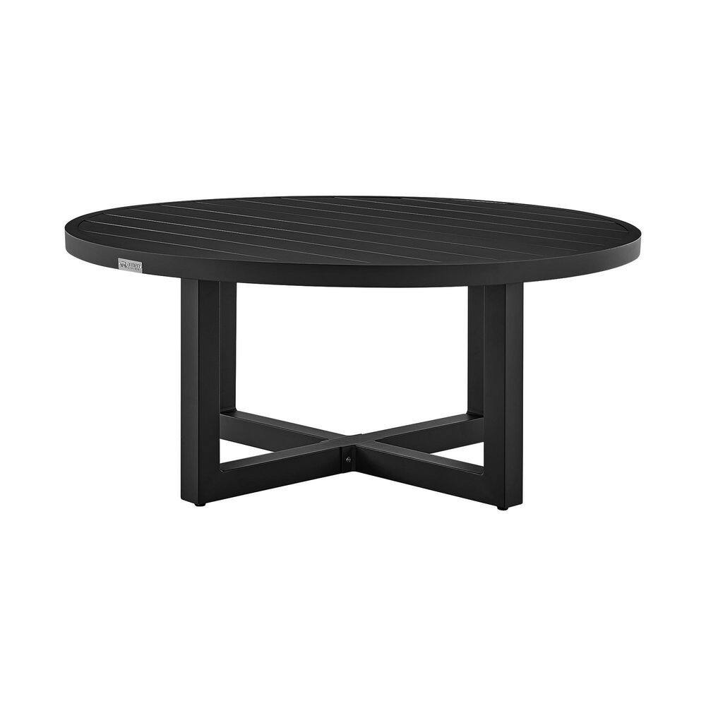 Armen Living Argiope Black Round Aluminum Outdoor Coffee Table