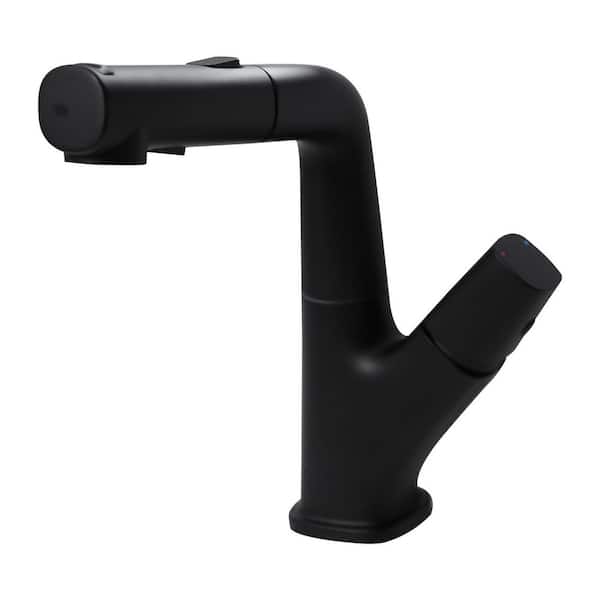 4 in. Centerset Adjustable Height Single-Handle Bathroom Faucet with Drain Assembly in Matte Black