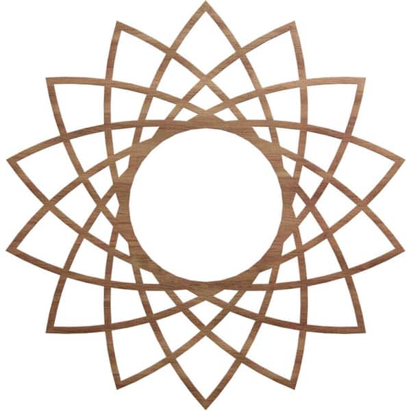 Ekena Millwork 30 in. x 30 in. x 1/4 in. Eleanor Wood Fretwork Pierced Ceiling Medallion, Walnut