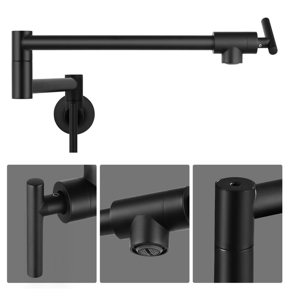 Matte Black Stainless Steel Wall Mount Pot Filler Faucet