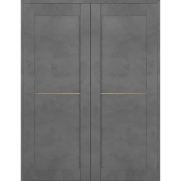 Belldinni Vona 07 1H Gold 48 in. x 80 in. Both Active Dark Urban Wood Composite Double Prehung Interior Door