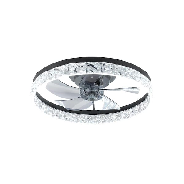 Jushua 19.7 in. Integrated LED Indoor Black Ceiling Fan with Low Noise and Power Consumption, Adjustable Light and Speed Lights