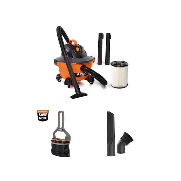 6 Gallon 3.5 Peak HP NXT Shop Vacuum with Filter, Locking Hose, Accessory Attachments, Storage Bag and Dusting Brush Kit