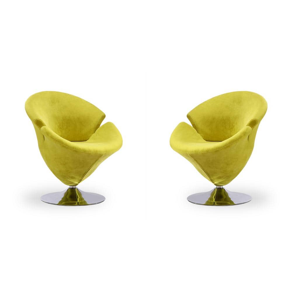 Blossom Unfolding Green Velvet Barrel Swivel Accent Chair