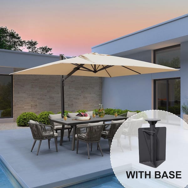 leaf patio umbrella PURPLE Outdoor with Base 8' x 8' Premium Sun Protection Beige foot round patio umbrella featuring a crank and tilt mechanism PURPLE LEAF 10 ft. x