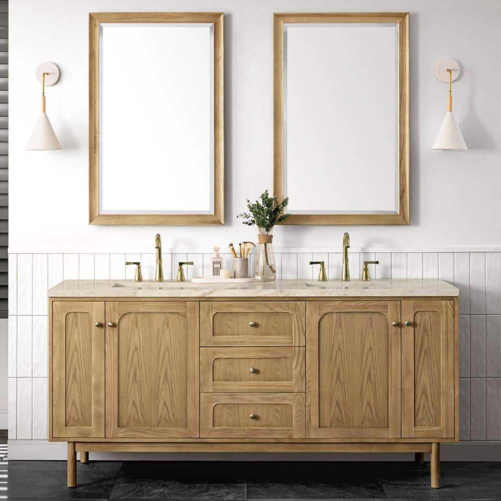Laurent 72.0 in. Double Bath Vanity in Light Natural Oak with Tajnar Engineered Composite Top price history on PriceWatchPro