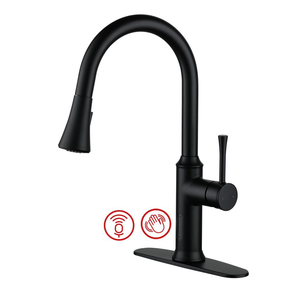 Matte Black Stainless Steel Touchless Pull-Down Sprayer Kitchen Faucet