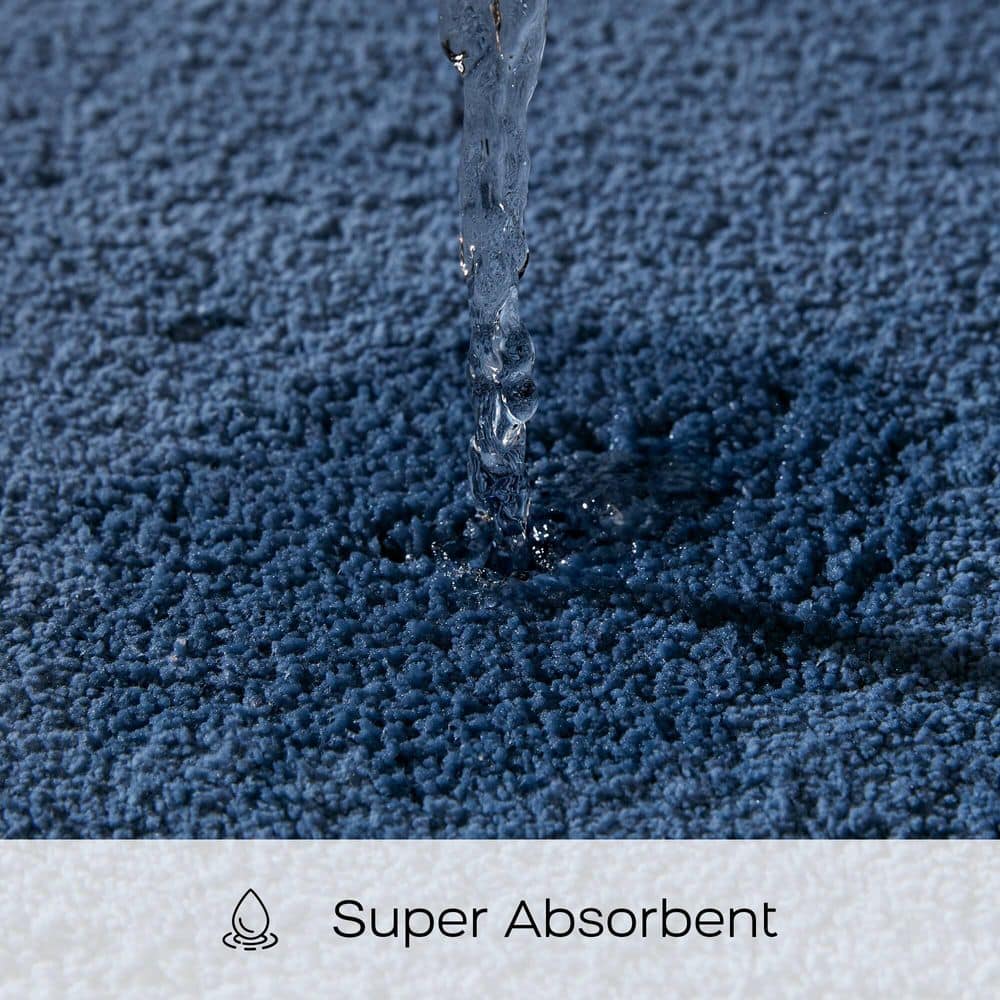 Blue Contour Microfiber Bath Rug with Quick-Dry Technology