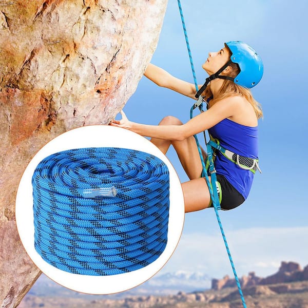 12.7 mm Static Climbing Rope 60.9M (200 ft.) Outdoor Rock Climbing Rope 30KN Breaking Tension Blue