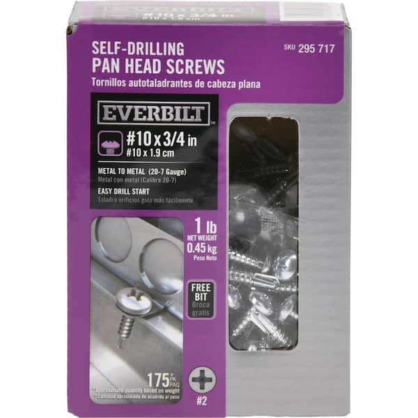 Everbilt #10 3/4 in. Phillips Pan-Head Self-Drilling Screw 1 lb.-Box (175-Piece)