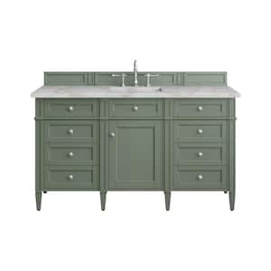 Brittany 60.0 in. W x 23.5 in. D x 33.8 in. H Bathroom Vanity in Smokey Celadon with Victorian Silver Top