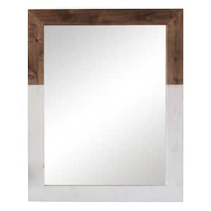 24 in. W x 31 in. H Two Toned Farmhouse Vanity Mirror White Wash and Walnut