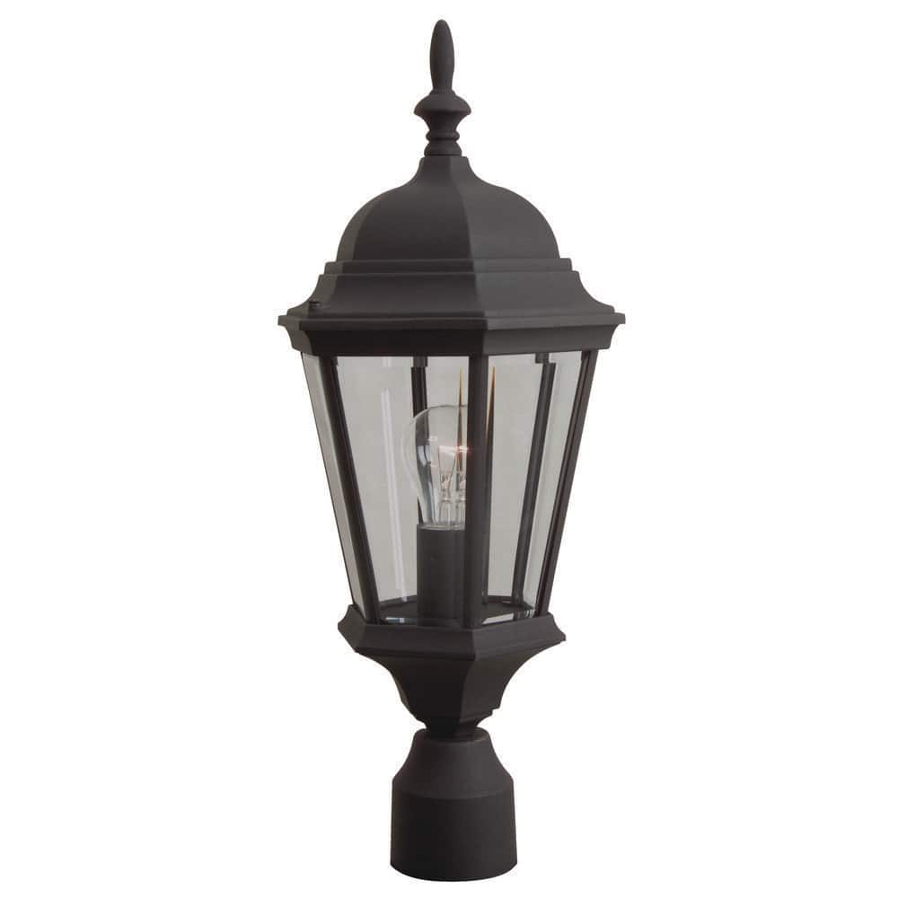 Straight Glass Cast 1 Light Black Aluminum Hardwired Outdoor Weather Resistant Post Light with No Bulb Included price history on PriceWatchPro