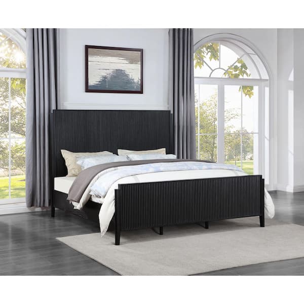 Brookmead Black Wood King Panel Bed