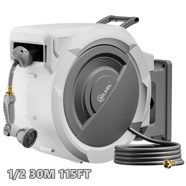 SILVEL Hose Reel-1/2 in. 115 ft. Included Leader Hose Off-White