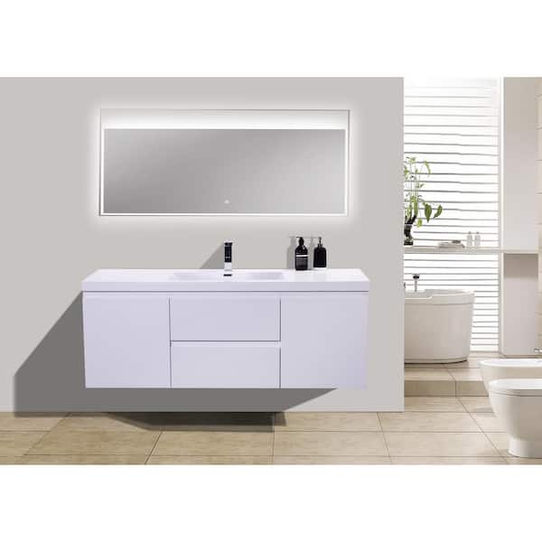 Bohemia 60 In W Bath Vanity High Gloss White With Reinforced Acrylic Top Basin Mob60s Gw Bohemia 60 In W Bath Vanity High, Bathroom Vanity Top With Sink 60 Inch Height