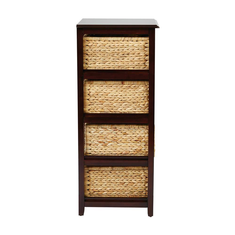 Espresso Four-Tier Storage Tower with Natural Baskets