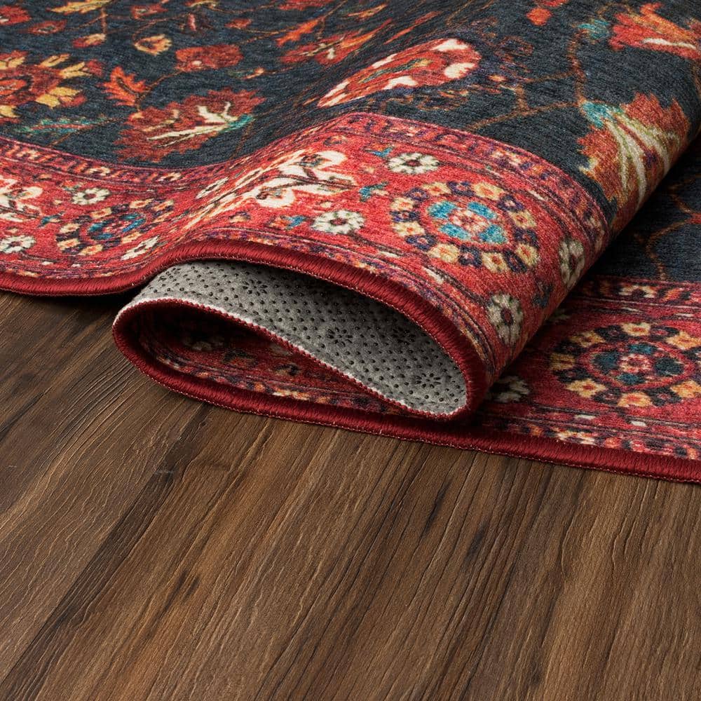 Ramage Indigo Non-Slip Washable Runner Rug 2.5' x 7'