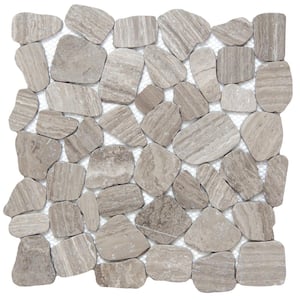 Cultura Gray Honed and Tumbled 11.81 in. x 11.81 in. x 8 mm Pebbles Mesh-Mounted Mosaic Tile (1 sq. ft.)