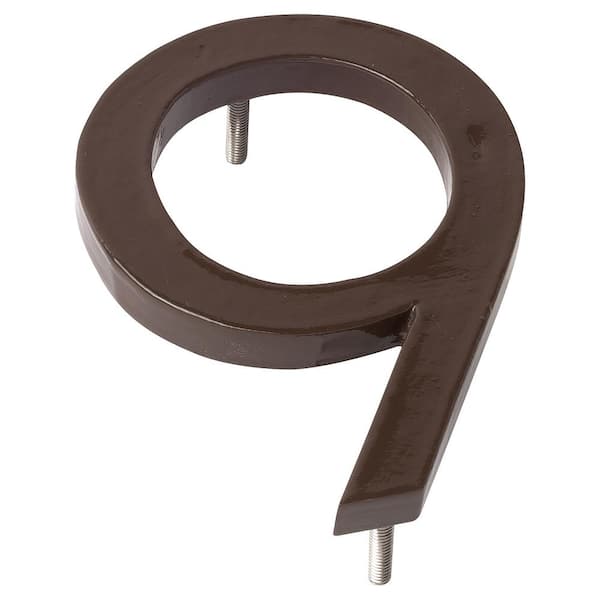 6" Antique Copper Aluminum floating or flat Modern House Numbers 0-9-9