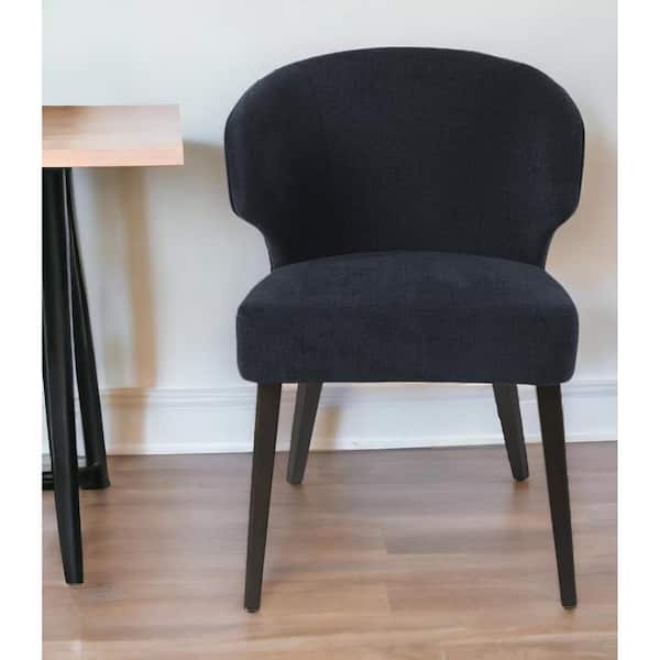 HomeRoots Navy Blue And Black Wingback Side Chair