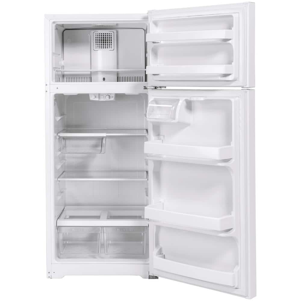 White 28-Inch Top Freezer Refrigerator with Glass Shelves