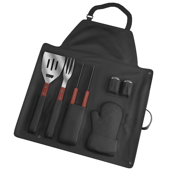 Chef Buddy 7-Piece Stainless Steel BBQ Utensil Set with Apron W450014 ...