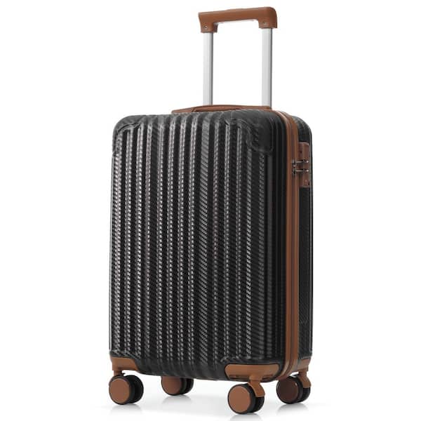 LIVACA 6-Piece Black Brown Durable Hardshell ABS Plastic Spinner