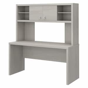 Echo 60 in. Rectangular Gray Sand Desk with Hutch