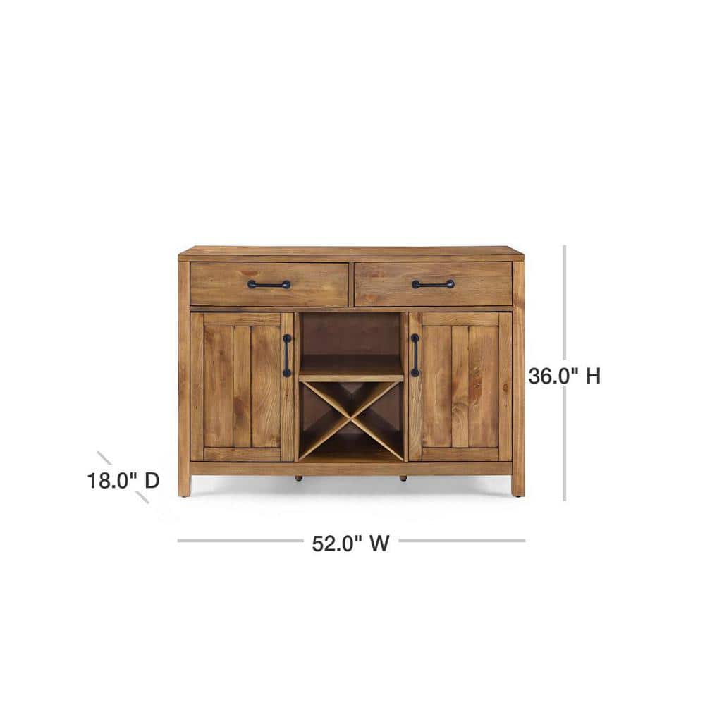 Rustic Charm 57'' Natural Wood Sideboard with Industrial Accents