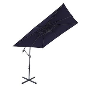 8.2 ft. Rectangular Cantilever Offset Patio Umbrella with Cross Stand in Navy