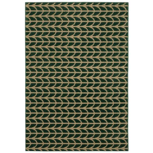SCOTT LIVING Deviate Emerald 5 ft. x 7 ft. Geometric Area Rug