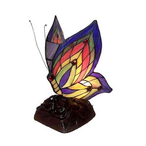 10 in. Butterfly Brown/Multicolored Accent Lamp