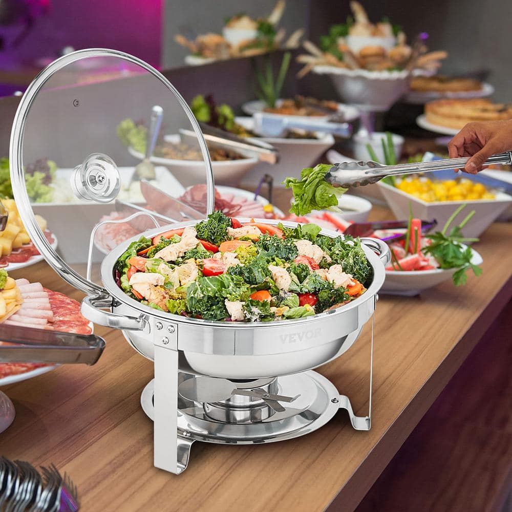 Stainless Steel Round Chafing Dish Set with Glass Lid