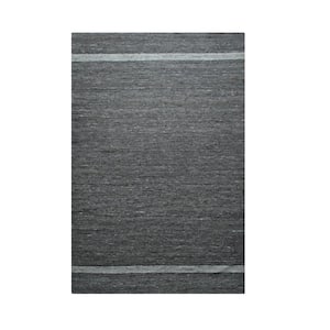 Gray 10 ft. x 14 ft. Hand-Woven Wool Contemporary Natural Wool Flat Rug Area Rug