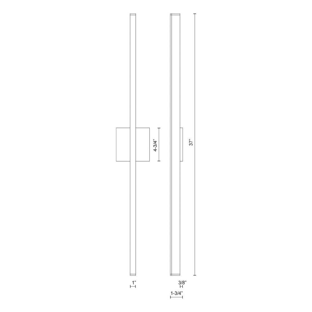 Vega Black Aluminum Dimmable LED Wall Sconce 37"