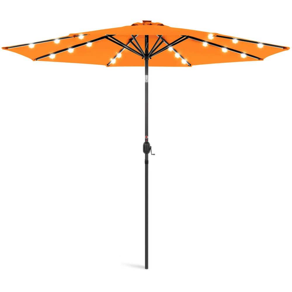 10 ft. Steel Market Solar Tilt Patio Umbrella in Orange