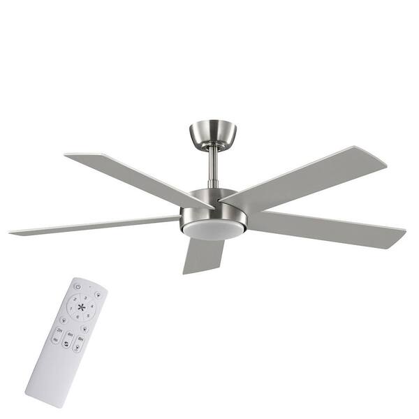 Benning 52 in. Indoor Brushed Nickel Downrod Ceiling Fan with Adjustable White Light LED and Remote Control Included