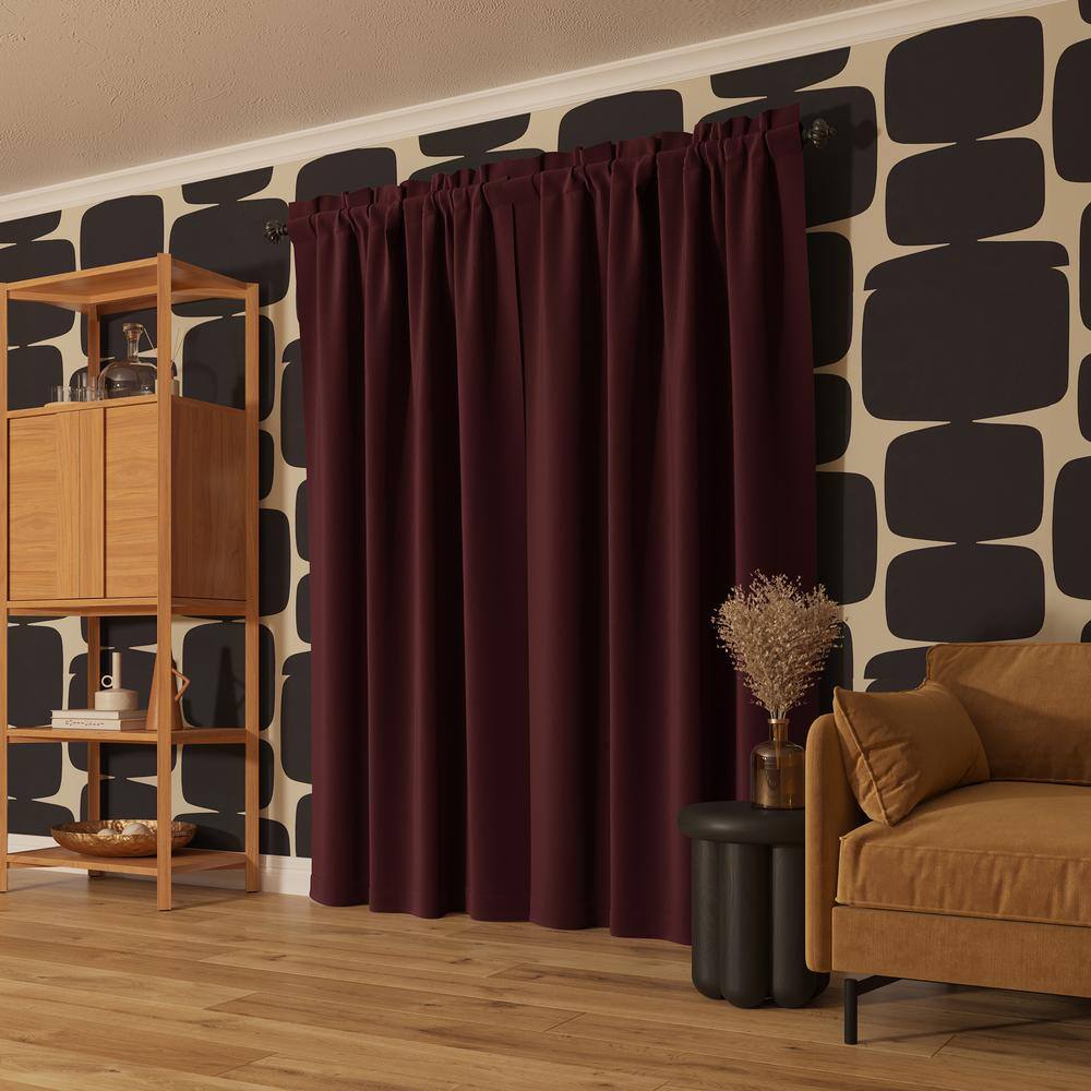 Wine Red 63" Blackout Rod Pocket Curtain Panel