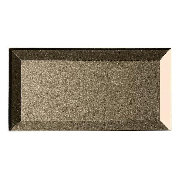ABOLOS Secret Dimensions Glossy Bronze Beveled Subway 3 in. x 6 in. Glass Wall Tile Sample