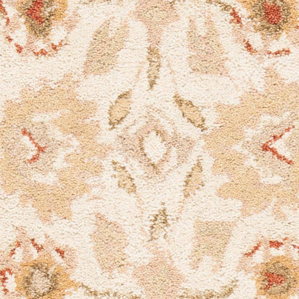 Handmade Beige and Rust Floral Wool Runner Rug