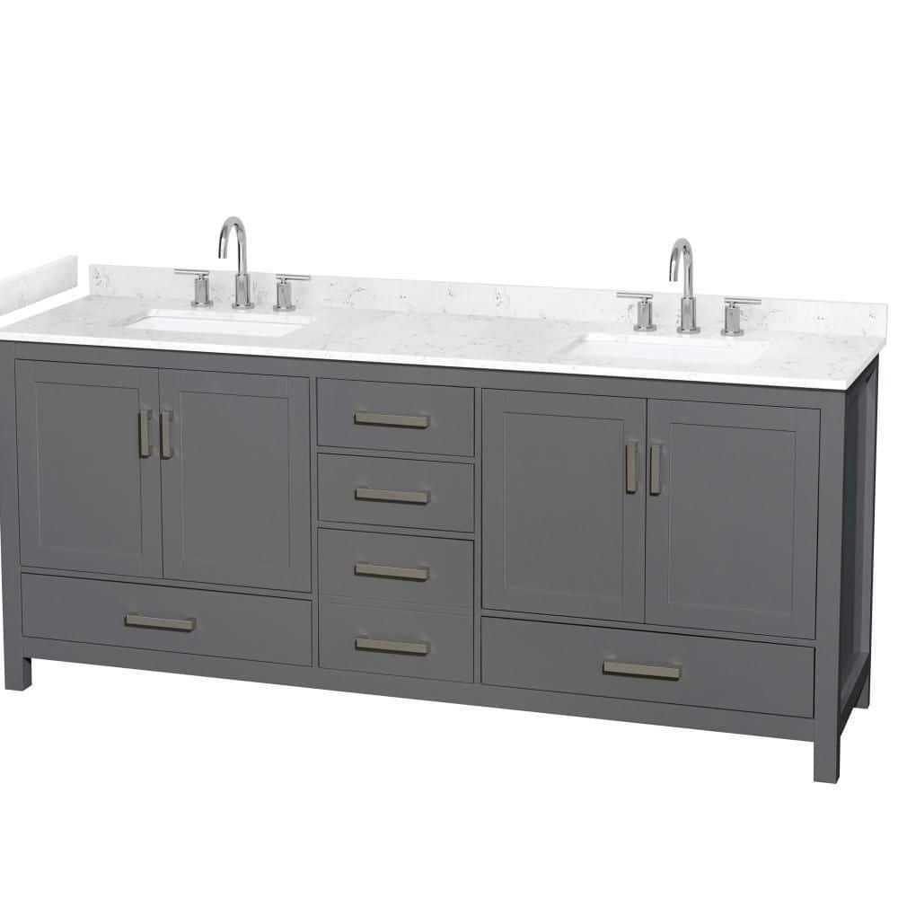Sheffield 80 in. Double Freestanding Dark Gray Bath Vanity with Top price history on PriceWatchPro
