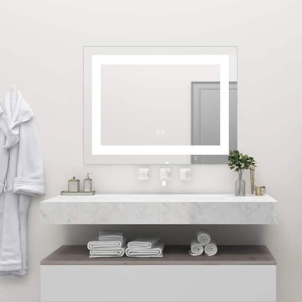 Lirago 28 in. W x 36 in. H Rectangular Frameless Anti-Fog Wall Mounted LED Bathroom Vanity Mirror