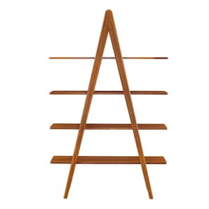 Studio Plus 75 in. Amber Bamboo 4-Shelf Etagere Bookcase with Open Back