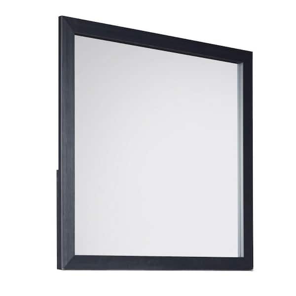 Benjara 39.53 in. x 0.98 in. Square Wooden Frame Black Dresser Mirror