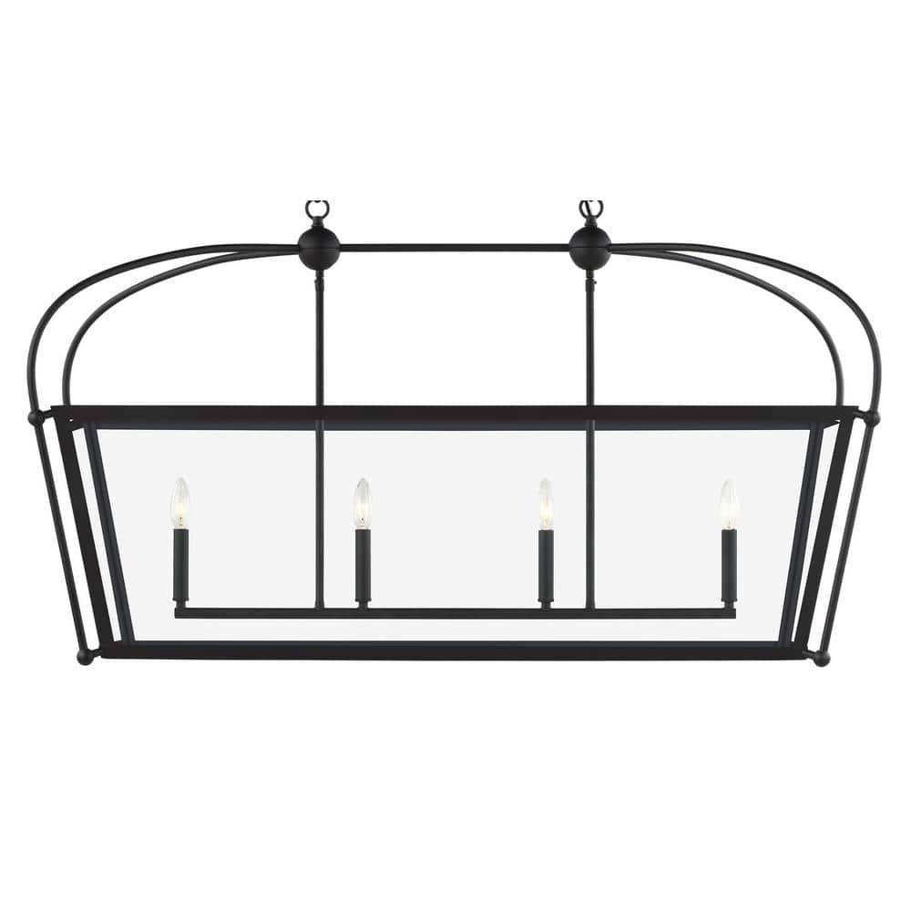 Charleston Midnight Black Glass 7-Light Linear Pendant