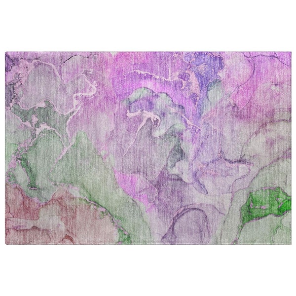 Dream Shag Premium Machine Washable Abstract ADS500 Purple 3 ft. x 4 ft. Area Rug