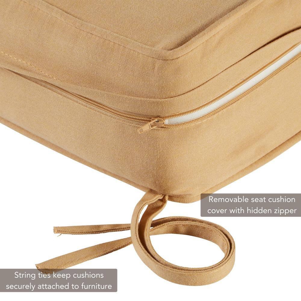 Wheat Yellow Sunbrella Fabric 2-Piece Deep Seat Cushion Set
